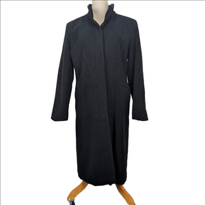 HILARY RADLEY Black Wool Cashmere Long dress Coat